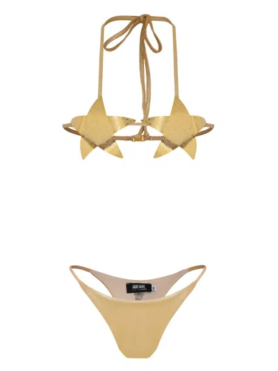 Amir Slama Star-detail Bikini Set In Gold
