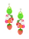 Amir Slama Strawberry Earrings In Multicolour