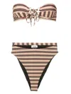 Amir Slama Stripe-print Bandeau Bikini In Multicolour