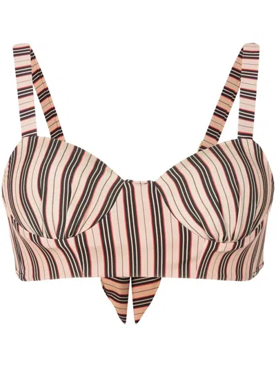 Amir Slama Stripe-print Bustier Top In Multicolour