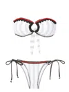 Amir Slama Stripe-print Crochet-trim Bikini In White
