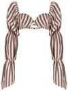 Amir Slama Stripe-print Cropped Blouse In Multicolour