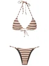 Amir Slama Stripe-print Halterneck Bikini In Multicolour