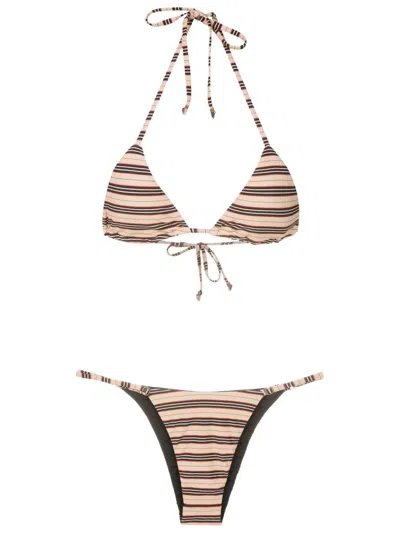 Amir Slama Stripe-print Halterneck Bikini In Multicolour
