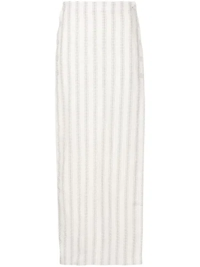 Amir Slama Stripe-print Maxi Skirt In White