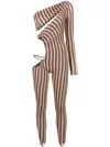 Amir Slama Stripe-print One-shoulder Jumpsuit In Multicolour
