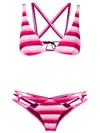 Amir Slama Stripe-print Strappy Bikini In Pink