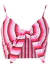 Amir Slama Stripe-print Tied Crop Top In Pink