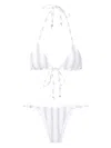 Amir Slama Stripe-print Triangle Bikini Set In White
