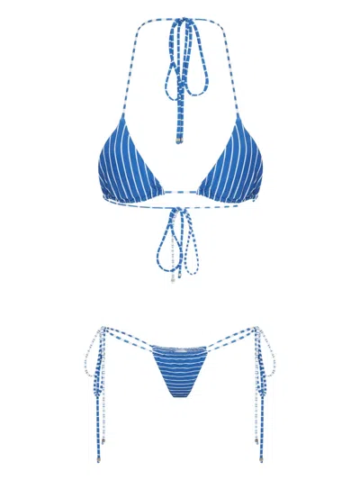 Amir Slama Striped Bikini In Blue