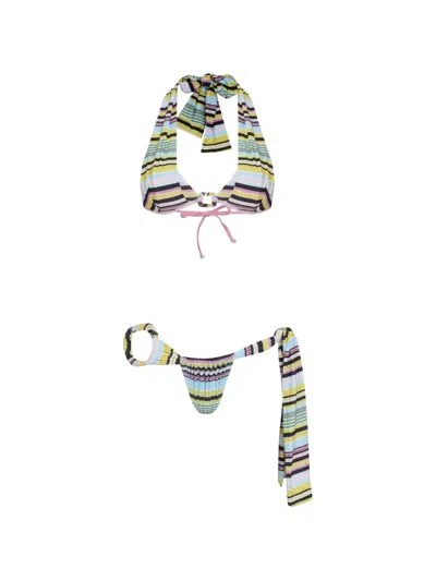Amir Slama Striped Bikini In Blue