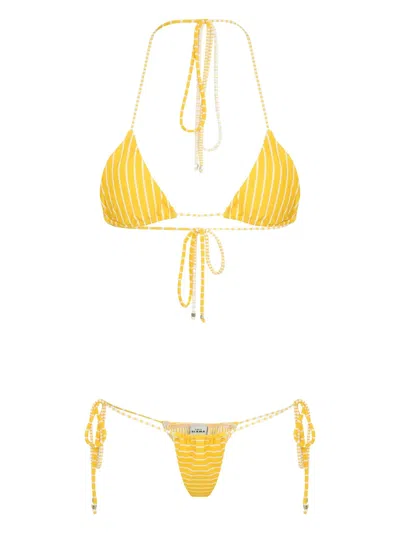 Amir Slama Striped Bikini In Yellow