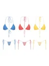 Amir Slama Striped Bikinis (set Of Three) In Yellow