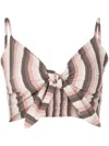 Amir Slama Striped Crop Top In Neutrals