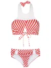Amir Slama Striped Cut-out Halterneck Bikini In Red
