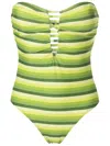 Amir Slama Striped Cut-out Swimsuit In Green