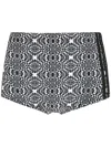 Amir Slama Striped Geometric Print Swimming Trunks In Black
