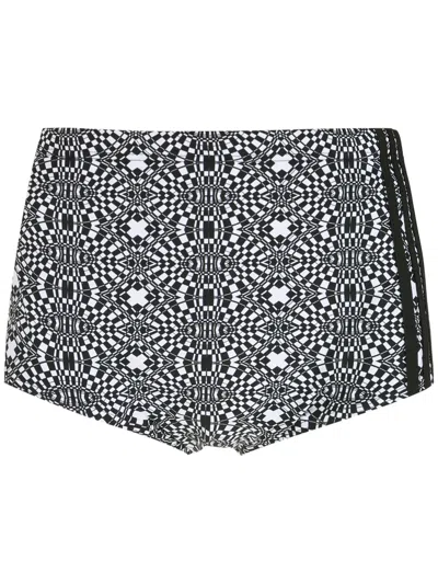 Amir Slama Striped Geometric Print Swimming Trunks In Black