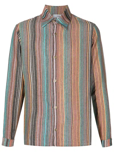 Amir Slama Striped Jacquard Cotton Shirt In Brown