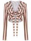 Amir Slama Striped Long-sleeve Crop Top In Neutrals