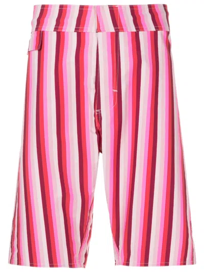 Amir Slama Striped Mid-rise Bermuda Shorts In Pink