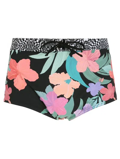 Amir Slama Striped Panels Hibiscus Swimming Trunks In Multicolour