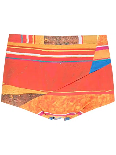 Amir Slama Striped Panels Swimming Trunks In Orange