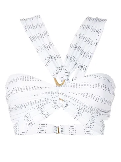 Amir Slama Striped Ring-detail Bikini Top In White