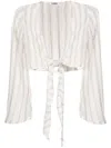 Amir Slama Striped Silk Blouse In White
