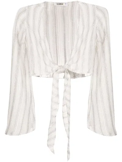 Amir Slama Striped Silk Blouse In White
