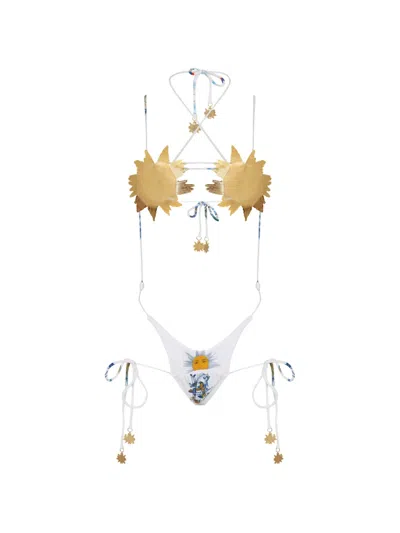 Amir Slama Sun Graphic Swimsuit In White