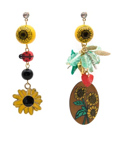 Amir Slama Sunflower-motif Drop Earrings In Multi
