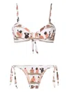 Amir Slama Swimmer-print Bikini In Neutrals