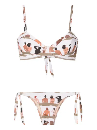 Amir Slama Swimmer-print Bikini In Neutrals
