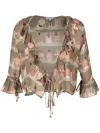 Amir Slama Swimmer-print Silk Blouse In Green