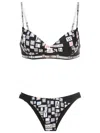 Amir Slama Text-print Cut-out Bikini In Black