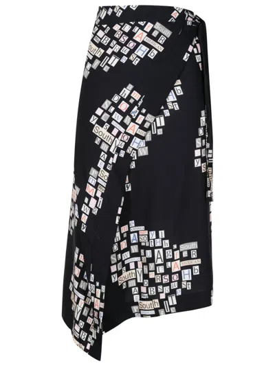 Amir Slama Text-print Wrap Skirt In Black