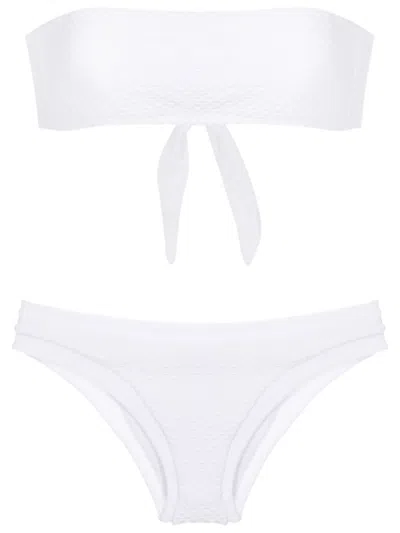 Amir Slama Textured Bandeau Bikini In White