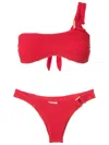 Amir Slama Textured-finish One-shoulder Bikini In Red