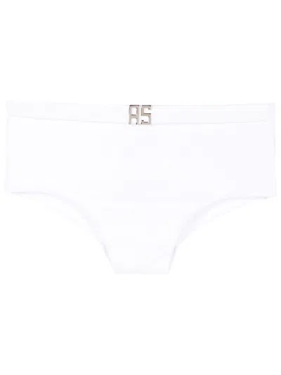 Amir Slama Textured Logo-plaque Swimming Trunks In White
