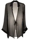 Amir Slama Tie-front Crinkled Silk Blouse In Black