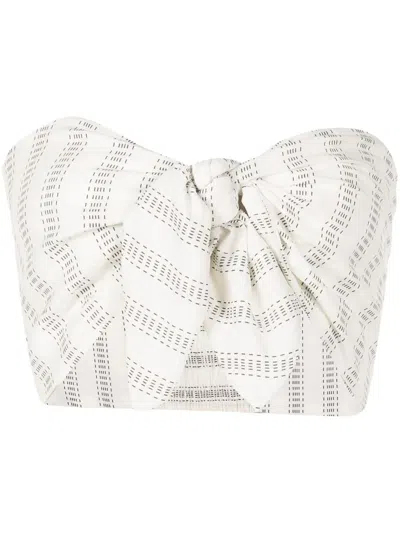Amir Slama Tie-front Printed Strapless Top In White
