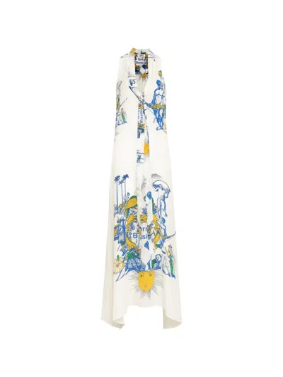 Amir Slama Tie Sleeveless Printed Dress In White