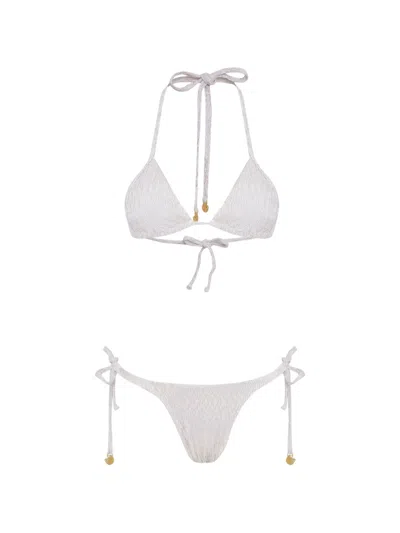 Amir Slama Tie Textured Bikini In White
