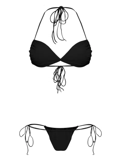 Amir Slama Triangle Tie-fastening Bikini Set In Black