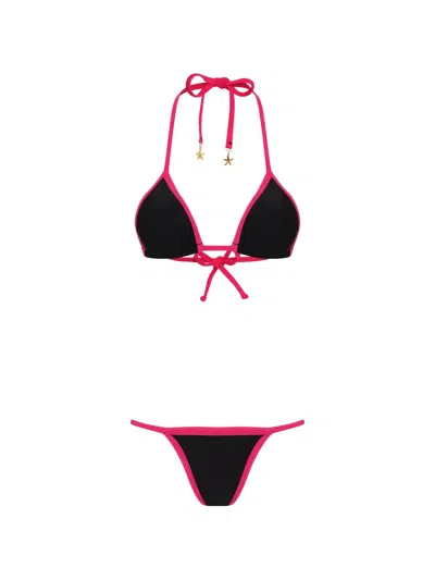 Amir Slama Trimmed Tie Bikini In Black
