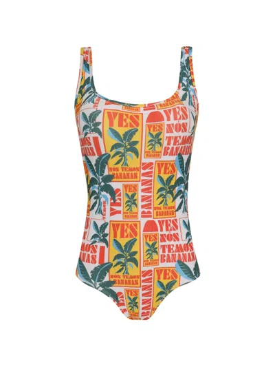 Amir Slama Tropical-print Swimsuit In White