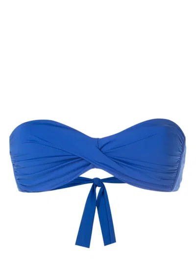 Amir Slama Twist-detail Strapless Bikini Top In Blue