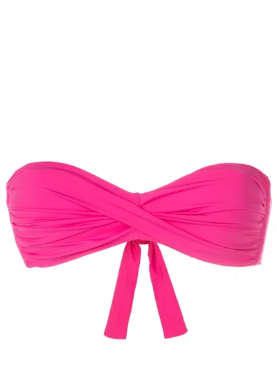 Amir Slama Twist-detail Strapless Bikini Top In Pink