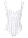 Amir Slama Twist-detail Stripe-print Swimsuit In White